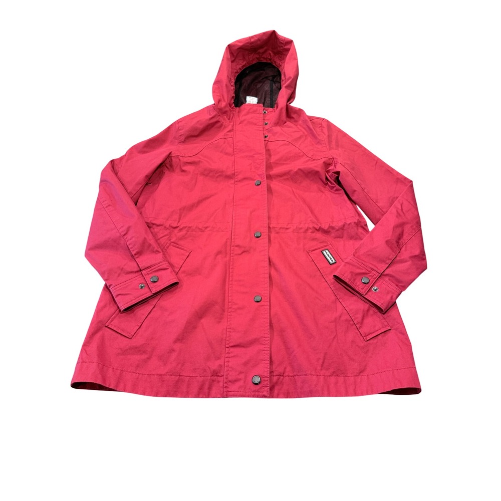 Hunter Womens Red Cotton Hooded Rain Jacket Parka Mesh Lined 1781638 Small